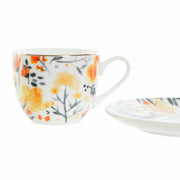 Tasse mit Untertasse DKD Home Decor Blomster (90 ml) (2 pcs)