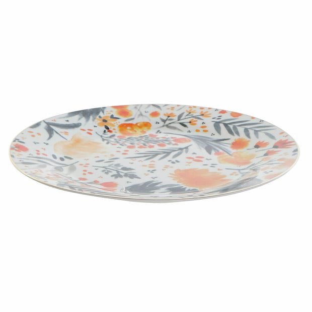 Flad plade DKD Home Decor Blomster (27 x 27 x 2 cm) (2 pcs)