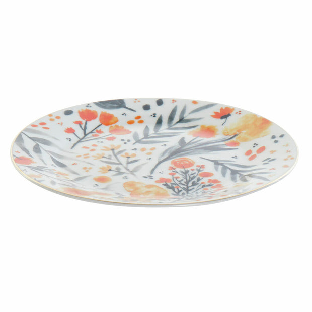 Flad plade DKD Home Decor Blomster (19 x 19 x 2 cm) (2 pcs)