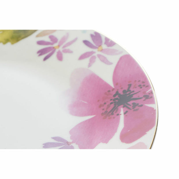 Flad plade DKD Home Decor Blomster (27 x 27 x 2 cm) (2 pcs)