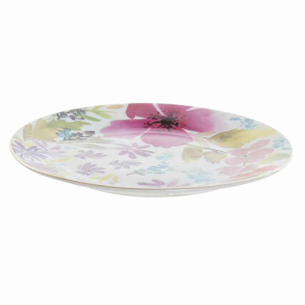 Flad plade DKD Home Decor Blomster (19 x 19 x 2 cm) (2 pcs)