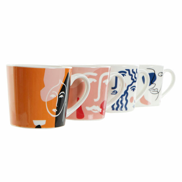 Henkelbecher DKD Home Decor abstrakt Bunt (400 ml) (4 Stück)