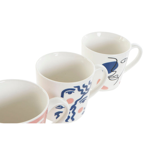 Henkelbecher DKD Home Decor abstrakt Bunt (400 ml) (4 Stück)