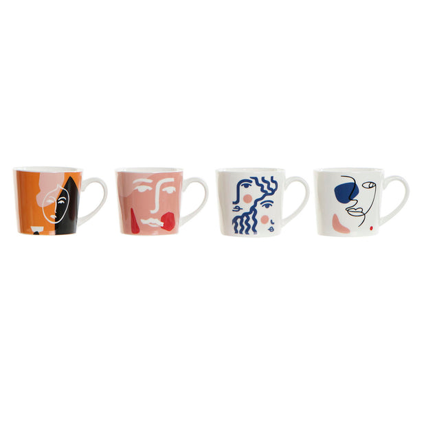 Henkelbecher DKD Home Decor abstrakt Bunt (400 ml) (4 Stück)