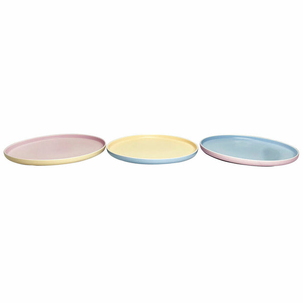 Flacher Teller DKD Home Decor Bone China Porzellan (3 pcs) (26 x 26 x 2 cm)