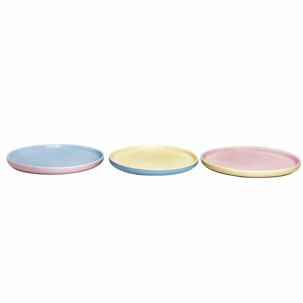 Flacher Teller DKD Home Decor Bone China Porzellan (20 x 20 x 2 cm) (3 pcs)