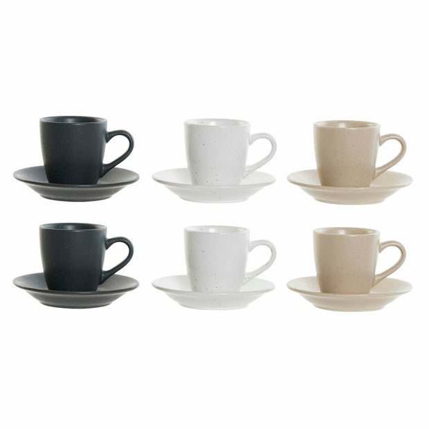 Satz von Kaffeetassen DKD Home Decor Kautschukholz Steingut (6 pcs) (90 ml)
