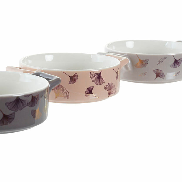 Schüssel DKD Home Decor Metall Bone China Porzellan Moderne (16,8 x 12,5 x 4,3 cm) (4 Stück)