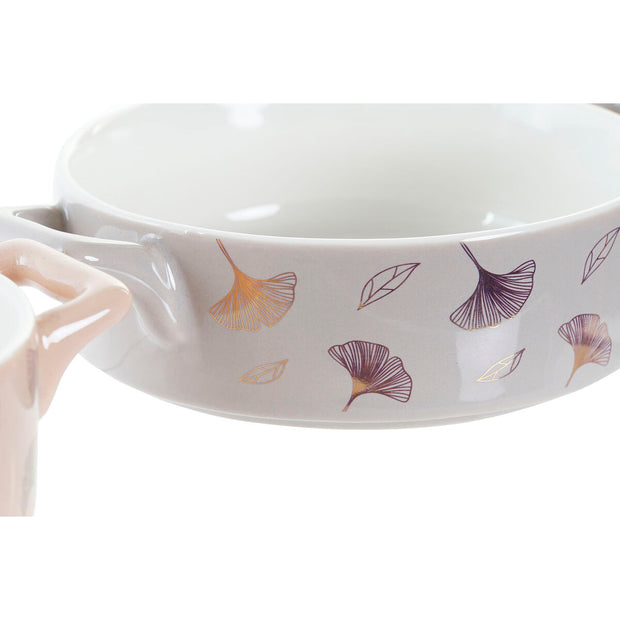 Schüssel DKD Home Decor Metall Bone China Porzellan Moderne (16,8 x 12,5 x 4,3 cm) (4 Stück)