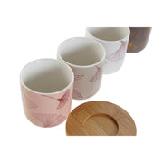 Satz von Kaffeetassen DKD Home Decor Blomster Bambus Bone China Porzellan (200 ml)