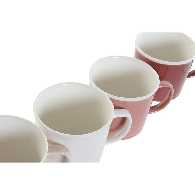 Henkelbecher DKD Home Decor Beige Braun Weiß Hellrosa (360 ml) (4 Stück)