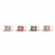 Satz von Kaffeetassen DKD Home Decor Rosa Braun Bone China Porzellan (90 ml)