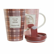 Teetasse DKD Home Decor aus Keramik Rosa Braun PP (12 x 8,5 x 15 cm) (540 ml) (2 Stück)