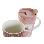 Teetasse DKD Home Decor aus Keramik Rosa Braun PP (12 x 8,5 x 15 cm) (540 ml) (2 Stück)