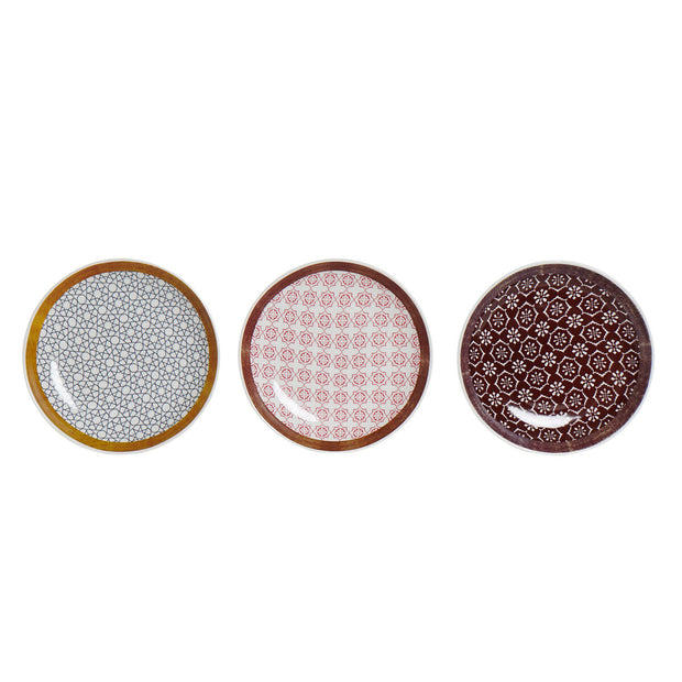 Suppenteller DKD Home Decor Ethnisch Bone China Porzellan (22,5 x 22,5 x 3,4 cm) (3 Stück)
