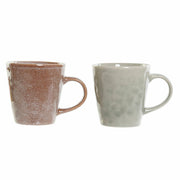 Henkelbecher DKD Home Decor Braun grün Steingut (14 x 10 x 10.4 cm) (360 ml) (2 pcs)