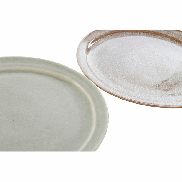 Flacher Teller DKD Home Decor Steingut (27 x 27 x 2 cm) (2 pcs)
