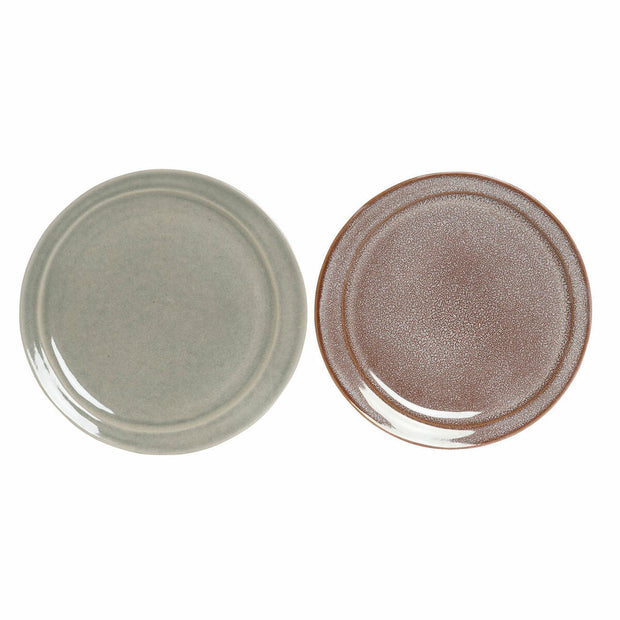 Flacher Teller DKD Home Decor Steingut (27 x 27 x 2 cm) (2 pcs)