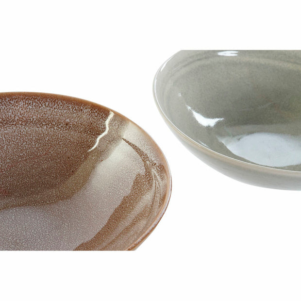 Suppenteller DKD Home Decor Braun grün Steingut (23 x 23 x 7.3 cm) (2 pcs)