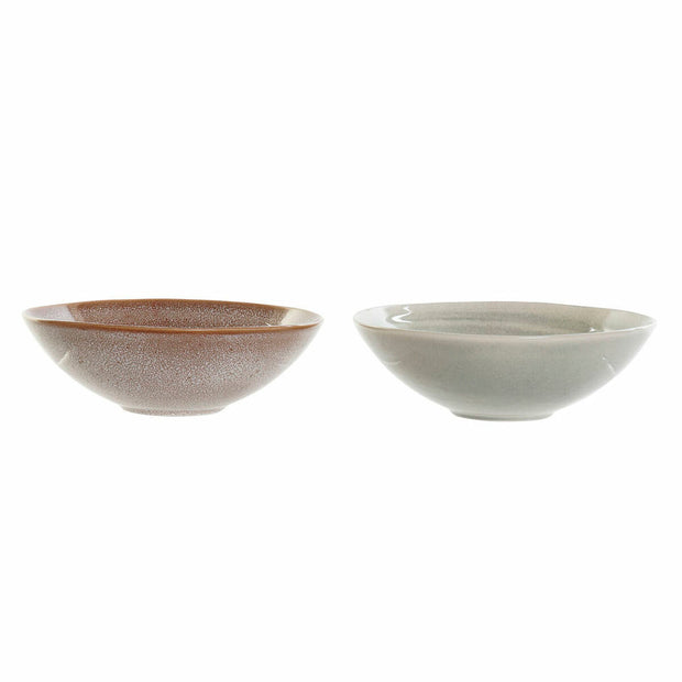 Suppenteller DKD Home Decor Braun grün Steingut (23 x 23 x 7.3 cm) (2 pcs)
