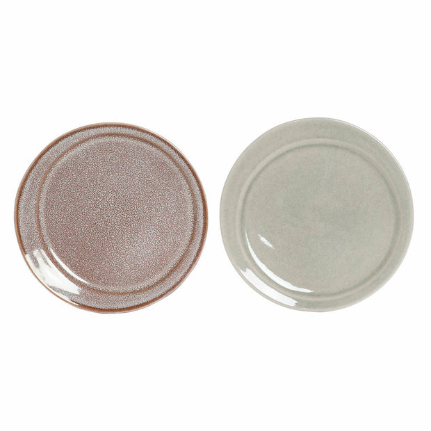 Flacher Teller DKD Home Decor Steingut (20 x 20 x 2 cm) (2 pcs)
