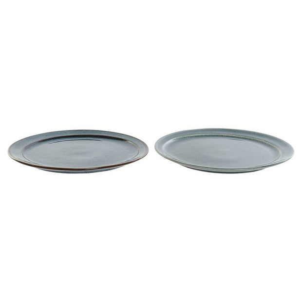 Flacher Teller DKD Home Decor Blau türkis Steingut (2 pcs) (27.2 x 27.2 x 2 cm)