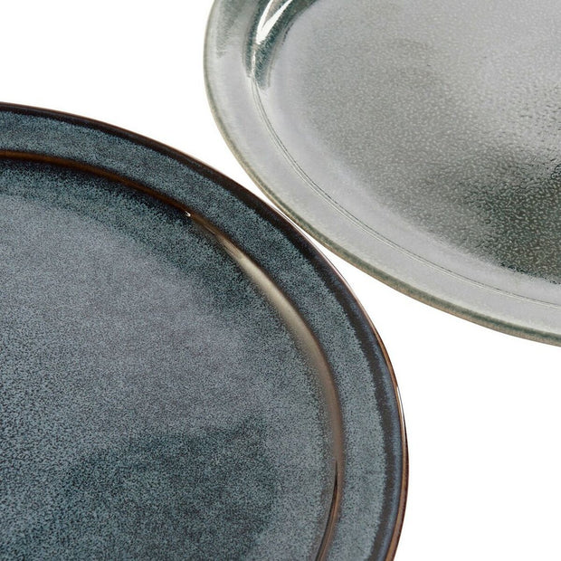 Flacher Teller DKD Home Decor Blau türkis Steingut (2 pcs) (27.2 x 27.2 x 2 cm)