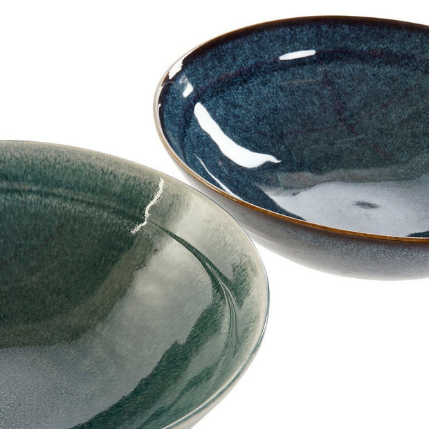 Suppenteller DKD Home Decor Blau Grau Steingut (2 pcs) (23 x 23 x 7.3 cm)