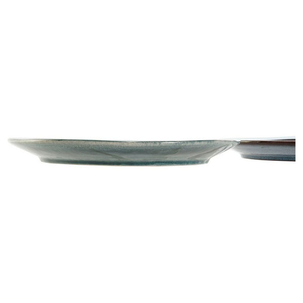 Flacher Teller DKD Home Decor Blau türkis Steingut (2 pcs) (21.4 x 21.4 x 2 cm)