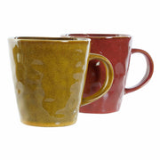 Henkelbecher DKD Home Decor Terrakotta Gelb Bone China Porzellan (14 x 10 x 10.5 cm) (360 ml) (2 pcs)