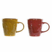Henkelbecher DKD Home Decor Terrakotta Gelb Bone China Porzellan (14 x 10 x 10.5 cm) (360 ml) (2 pcs)