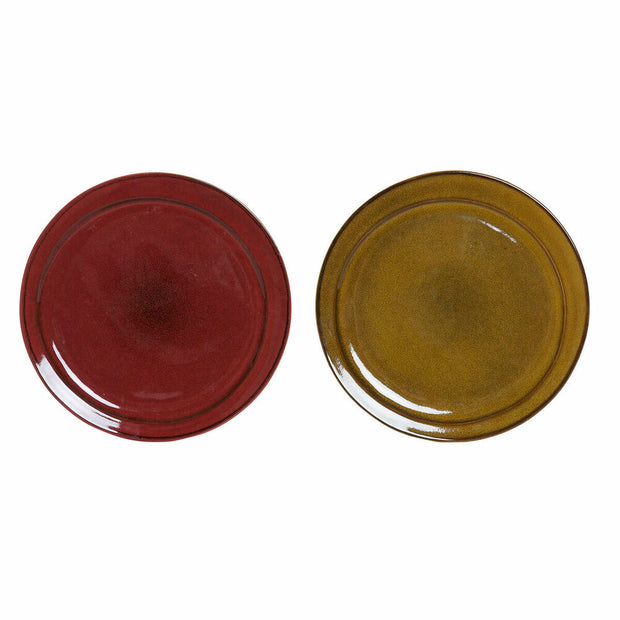 Flacher Teller DKD Home Decor Steingut (27.2 x 27.2 x 2 cm) (2 pcs)