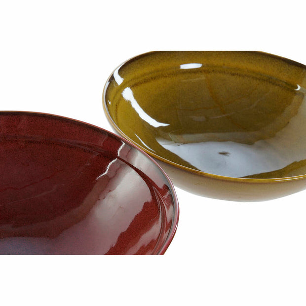 Suppenteller DKD Home Decor Terrakotta Gelb Steingut (23 x 23 x 7.3 cm) (2 pcs)