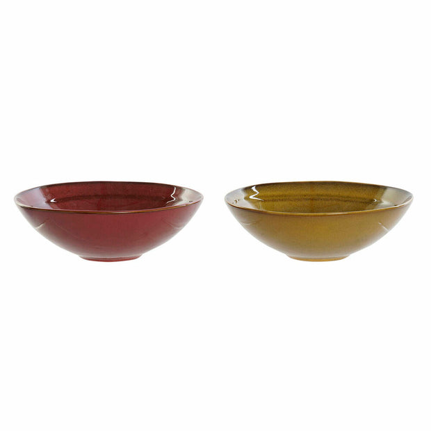 Suppenteller DKD Home Decor Terrakotta Gelb Steingut (23 x 23 x 7.3 cm) (2 pcs)