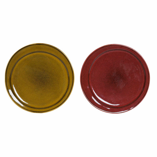 Flacher Teller DKD Home Decor Steingut (21.4 x 21.4 x 2 cm) (2 pcs)