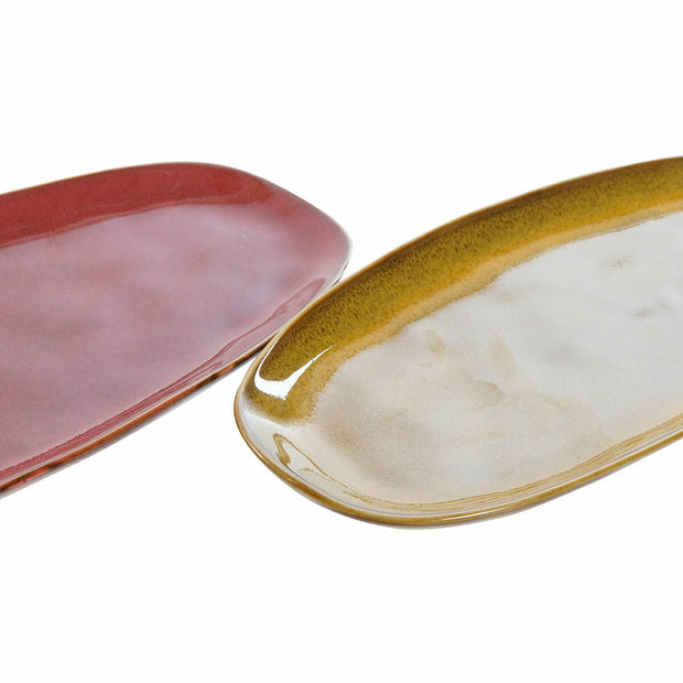 Schale DKD Home Decor Terrakotta Gelb Steingut (27.4 x 12.4 x 2.6 cm) (2 pcs)