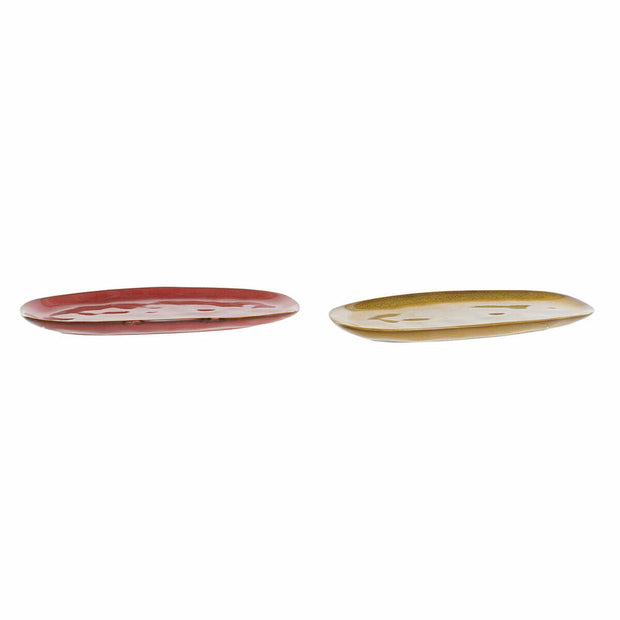 Schale DKD Home Decor Terrakotta Gelb Steingut (27.4 x 12.4 x 2.6 cm) (2 pcs)