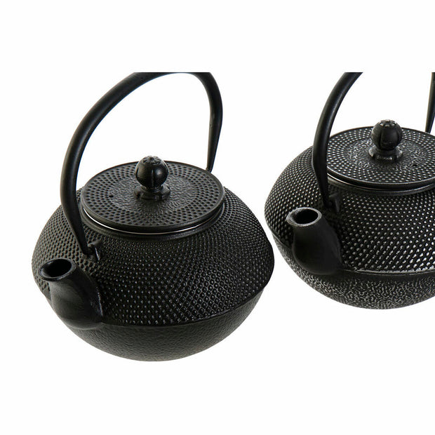 Teekanne DKD Home Decor Schwarz Silber Eisen (18.5 x 16 x 17 cm) (2 pcs) (1200 ml)