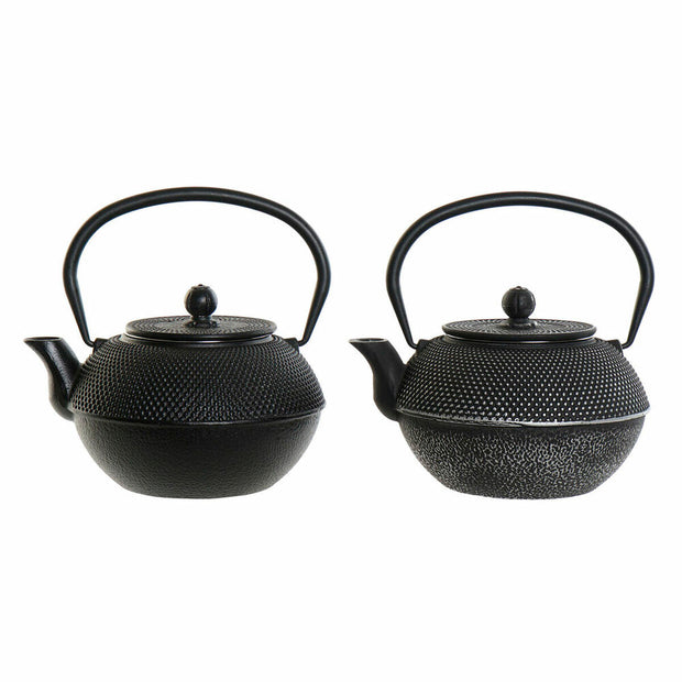 Teekanne DKD Home Decor Schwarz Silber Eisen (18.5 x 16 x 17 cm) (2 pcs) (1200 ml)