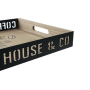 Tablett für Snacks DKD Home Decor Schwarz Holz Braun Loft (40 x 29 x 7 cm)