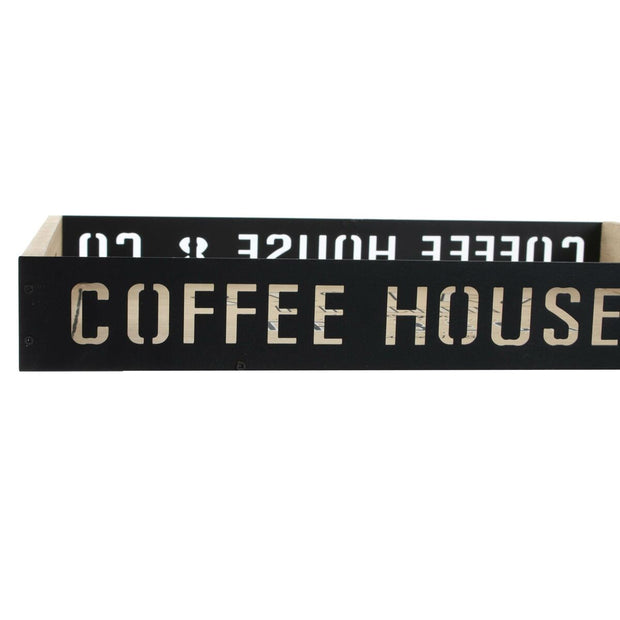 Tablett für Snacks DKD Home Decor Schwarz Holz Braun Loft (40 x 29 x 7 cm)