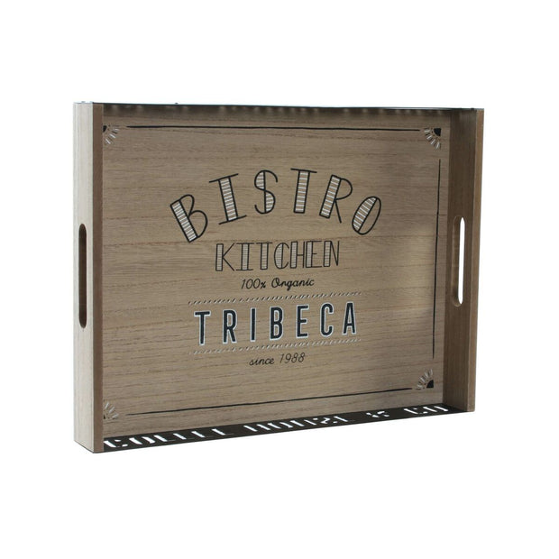 Tablett für Snacks DKD Home Decor Schwarz Holz Braun Loft (40 x 29 x 7 cm)