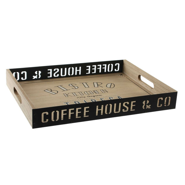 Tablett für Snacks DKD Home Decor Schwarz Holz Braun Loft (40 x 29 x 7 cm)