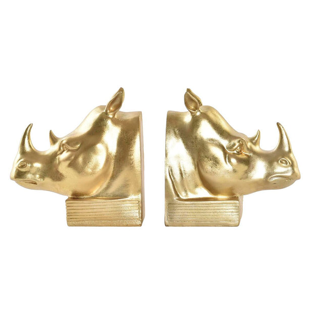 Bookend DKD Home Decor Golden Rhinoceros Resin Colonial (15 x 7,5 x 14,5 cm)