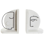 Bookend DKD Home Decor Face 2 Pieces MDF Wood (11 x 10 x 15 cm)