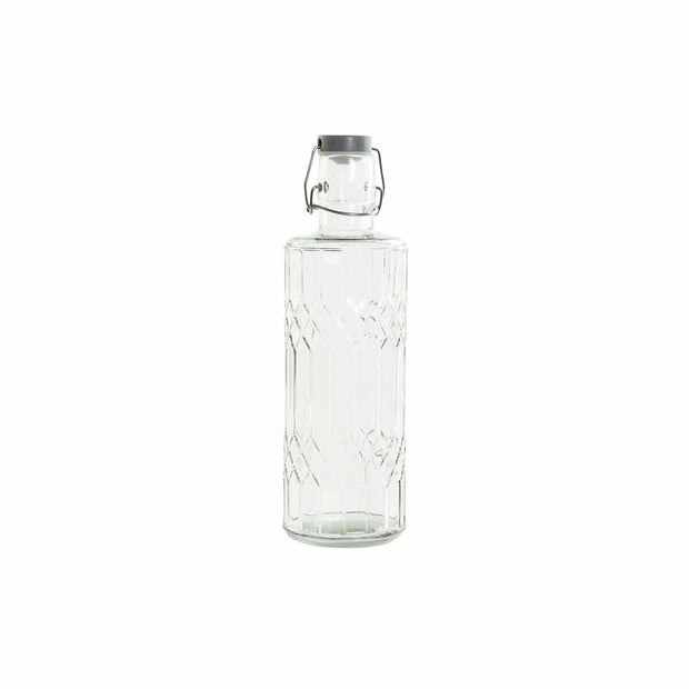 Flasche DKD Home Decor Kristall Grau Durchsichtig Edelstahl (9 x 9 x 28.3 cm) (1 L)