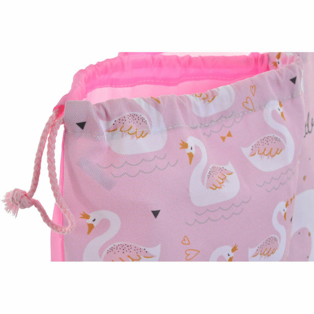 Backpack with Strings DKD Home Decor Polyester White Light Pink (2 pcs) (30 x 5 x 40 cm)