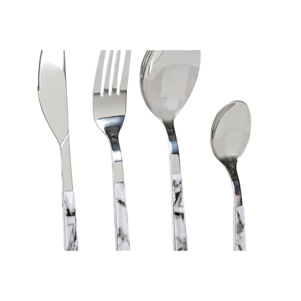 Besteck DKD Home Decor Silberfarben Edelstahl Weiß (2 x 1,2 x 22,5 cm) (16 pcs)