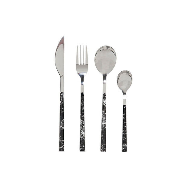 Besteck DKD Home Decor Silberfarben Schwarz Edelstahl (2 x 1,2 x 22,5 cm) (16 pcs)