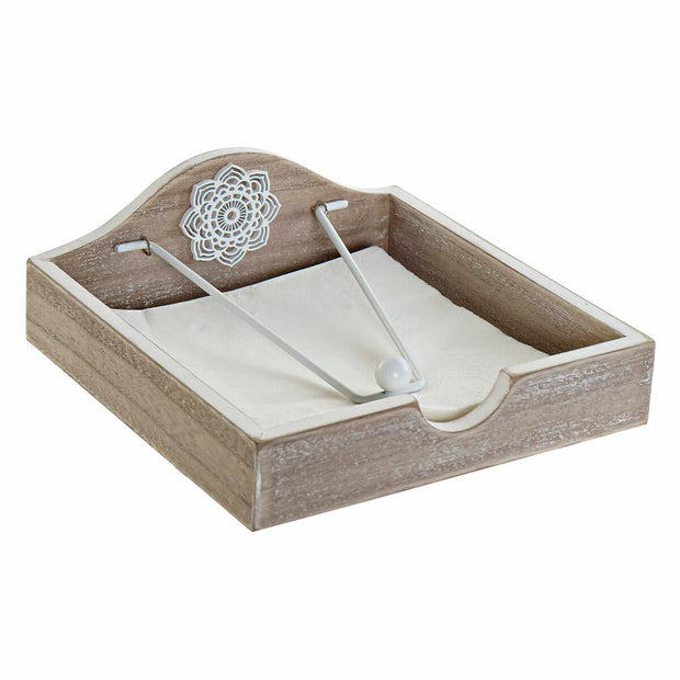 Serviettenring DKD Home Decor Elefant natürlich Metall Weiß Holz MDF